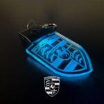 Porsche Round Logo LED Light Keyring / Keychain