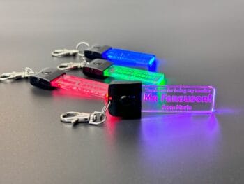 Custom Personalised Message Keyring-LED Light-7 Colours-Keychain-Teacher-Student-School - Image 3